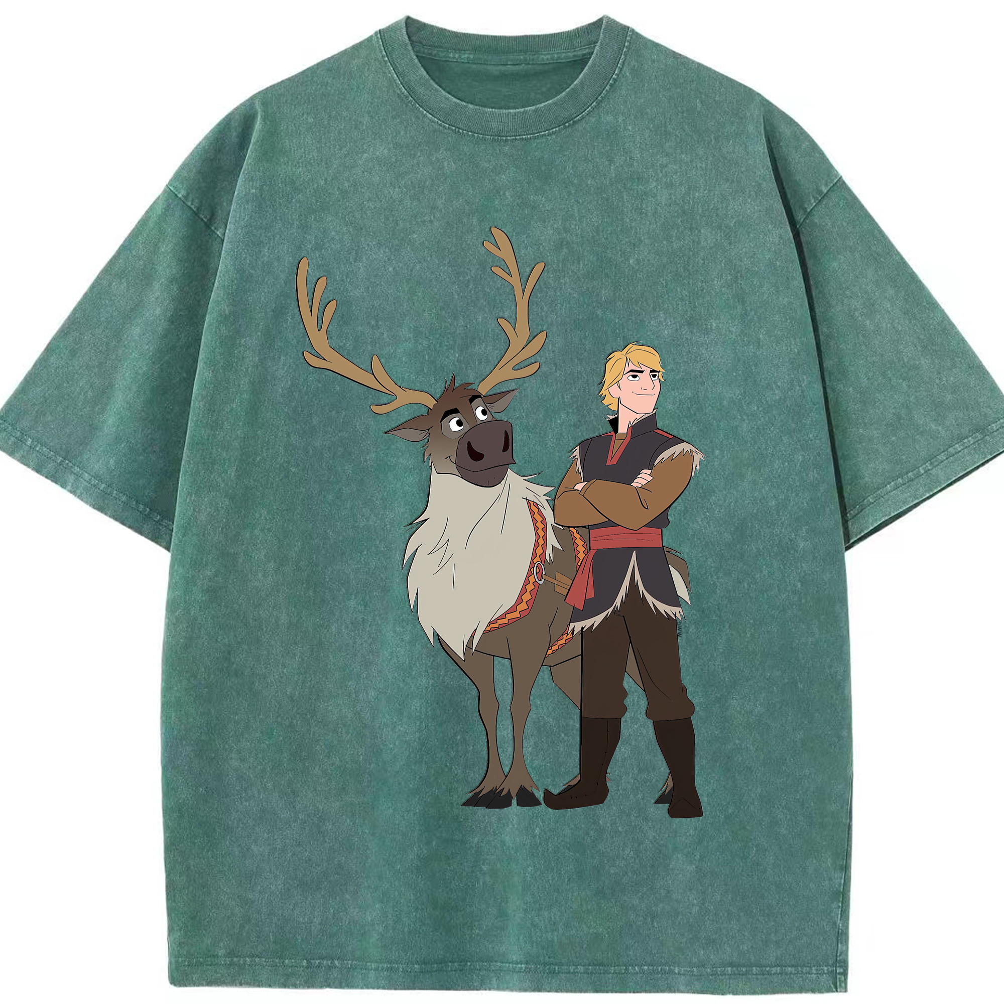 （画像用） アナと雪の女王 アンナ エルサ Frozen Anna Elsa 綿100% ヴィンテージ風 半袖Tシャツ（フロントプリント）
